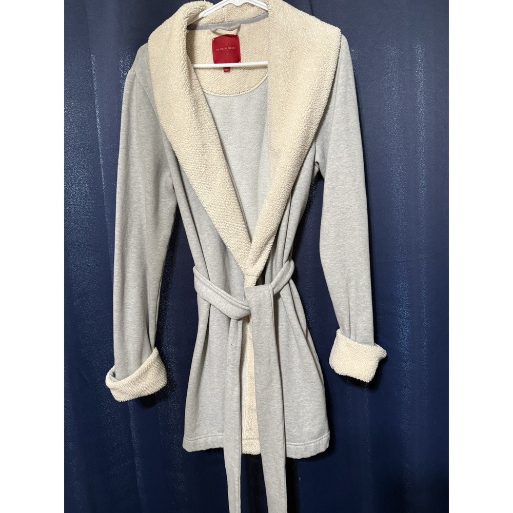 Victoria's Secret Womens Short Robe Gray Size Medium Belted With Pockets